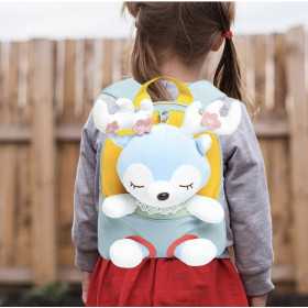 Sac à Dos Enfant École Peluche Cerf Bleu, Léger et solide