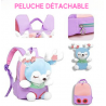 Sac à Dos Enfant École Peluche Cerf Violet, Léger et solide