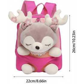 Sac à Dos Enfant École Peluche Cerf Fuschia , Léger et solide