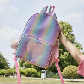 Sac à dos Enfant Licorne à Paillettes Arc-en-ciel, avec porte-clé