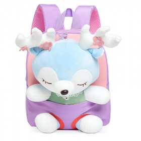 Sac à Dos Enfant École Peluche Cerf Violet, Léger et solide