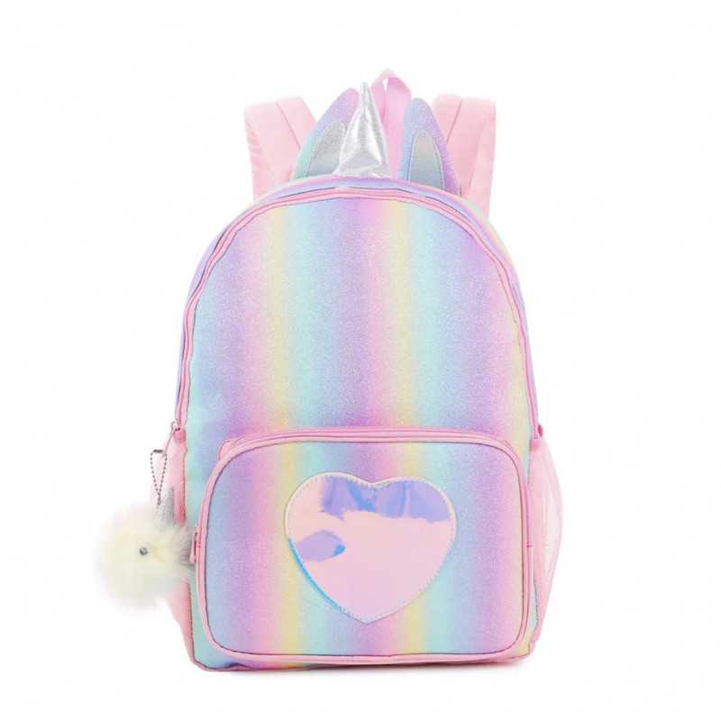 Sac à dos Enfant Licorne à Paillettes Arc-en-ciel, avec porte-clé