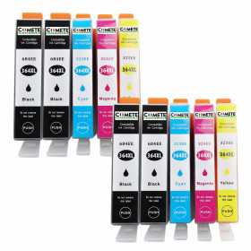 10 Cartouches compatibles HP 364XL - 4 Noir + 2 Cyan + 2 Magenta + 2 Jaune, HP