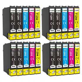 20 Cartouches compatibles Epson T129XL - 8 Noir + 4 Cyan + 4 Magenta + 4 Jaune