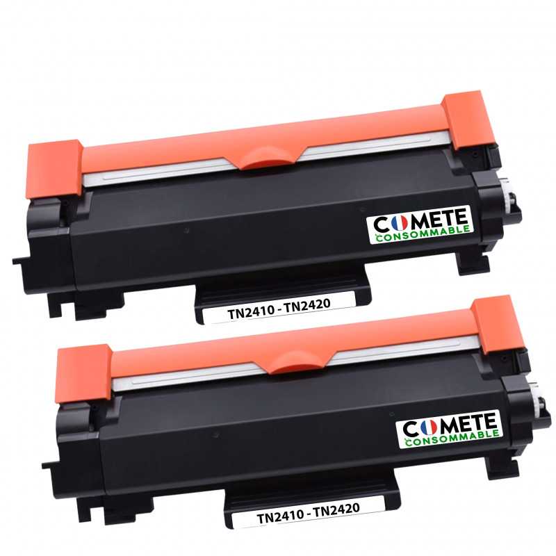 2 Toner compatible BROTHER TN2420 Noir, BROTHER