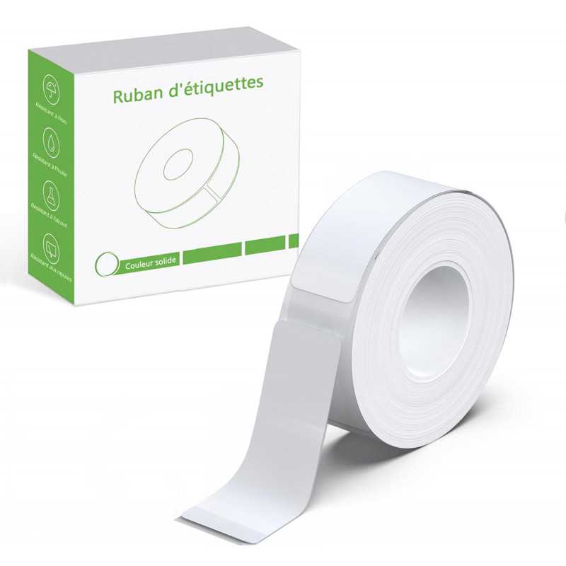 1 Ruban Blanc de Recharge pour Étiqueteuse Portable Bluetooth P21, avec Ruban Adhésif Blanc