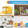Imprimante d'étiquettes noire, Bluetooth P21, Étiqueteuse Portable avec 4 Rubans Adhésifs : 1 Blanc, 1 Bleu, 1 Rose et 1 Jaune