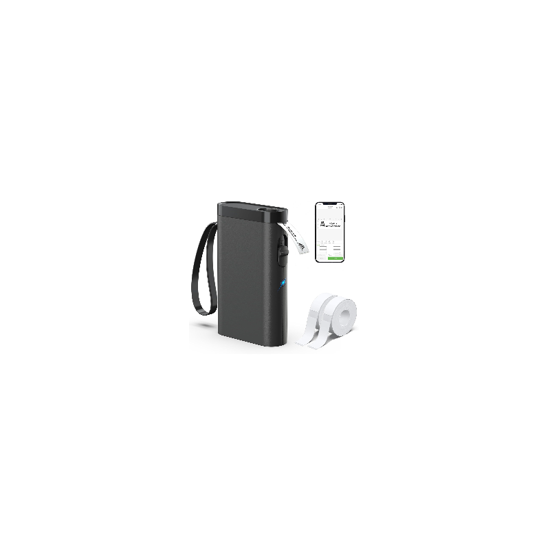 Imprimante d'étiquettes noire, Bluetooth P21, Étiqueteuse Portable avec 2 Ruban Adhésif Blanc - iOS - Android Imprimante d'étiquettes noire, Bluetooth P21, Étiqueteuse Portable avec 2 Ruban Adhésif Blanc - iOS - Android