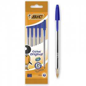 Bille Bic Cristal Blister Bleu: 1 Pack de 5 Stylo