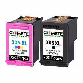 2 Cartouches compatibles HP 305XL - 1 Noir + 1 Couleurs, HP