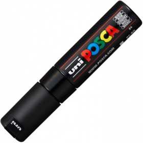 POSCA PC-8K Noir / Ref: P8K24 / Marqueur à pointe bizeautée Ecriture 8mm.