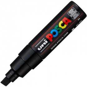 POSCA PC-8K Noir / Ref: P8K24 / Marqueur à pointe bizeautée Ecriture 8mm.