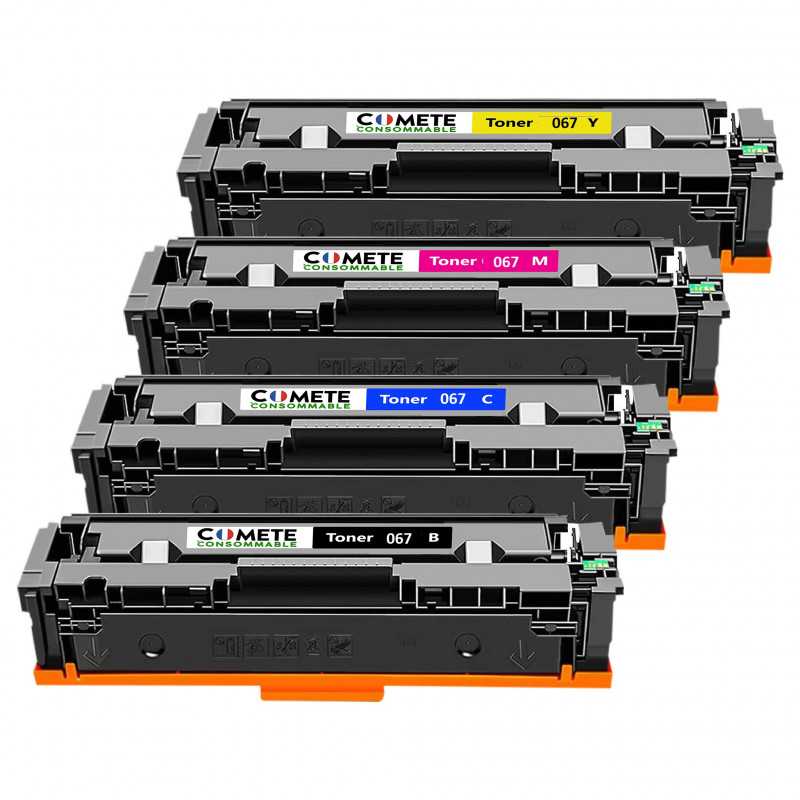 Pack de 4 Toners compatibles CANON 067 et 067H - Noir + Cyan + Magenta + Jaune Pack de 4 Toners compatibles CANON 067 et 067H - Noir + Cyan + Magenta + Jaune