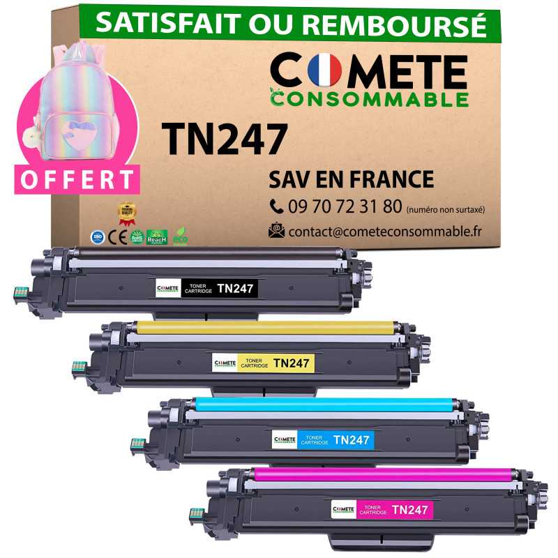 4 Toners compatibles BROTHER TN247 - 1 Noir + 1 Cyan + 1 Magenta + 1 4 Toners compatibles BROTHER TN247 - 1 Noir + 1 Cyan + 1 Magenta + 1