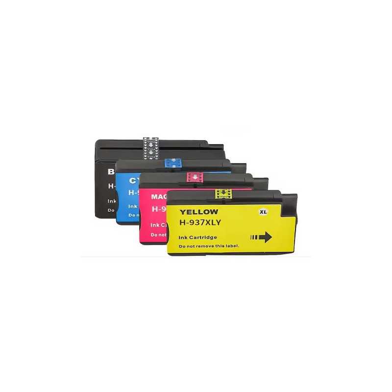 937XL - Pack de 4 cartouches compatibles HP 937e Noir Cyan Magenta Jaune 937XL - Pack de 4 cartouches compatibles HP 937e Noir Cyan Magenta Jaune