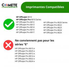 1 Pack de 4 Cartouches compatibles avec HP 912XL - 1 Noir + 1 Cyan + 1 Magenta + 1 Jaune