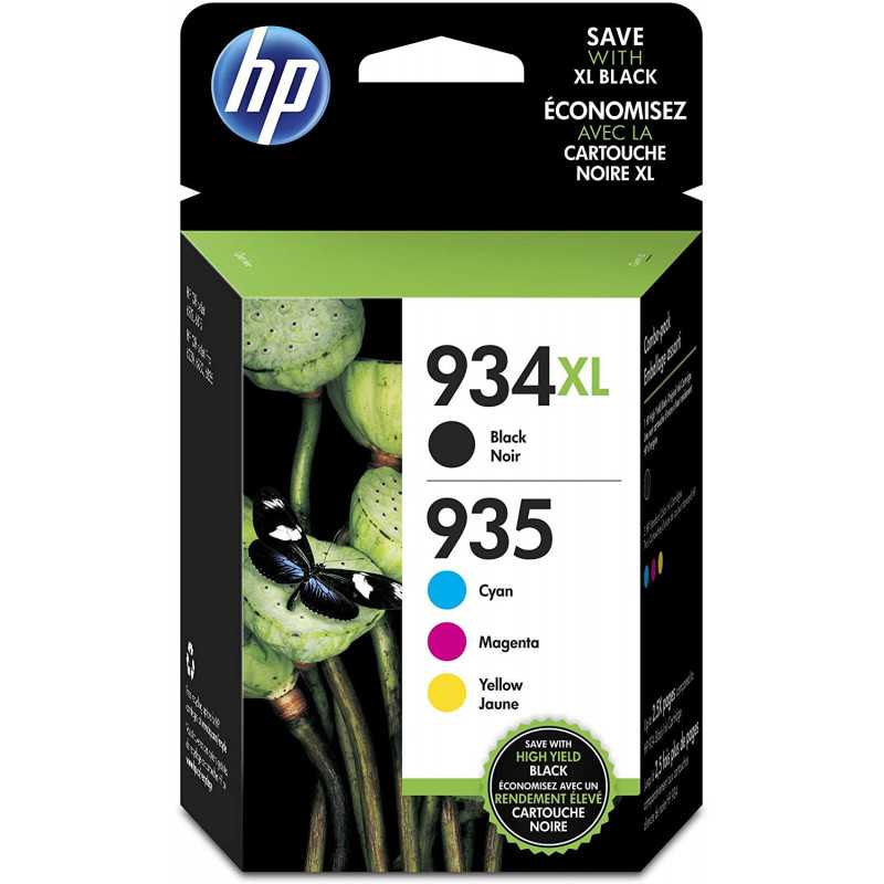 4 Cartouches originales HP 934 XL / HP 935 - 1 Noir + 1 Cyan + 1 Magenta + 1 Jaune, Racine 4 Cartouches originales HP 934 XL / HP 935 - 1 Noir + 1 Cyan + 1 Magenta + 1 Jaune, Racine