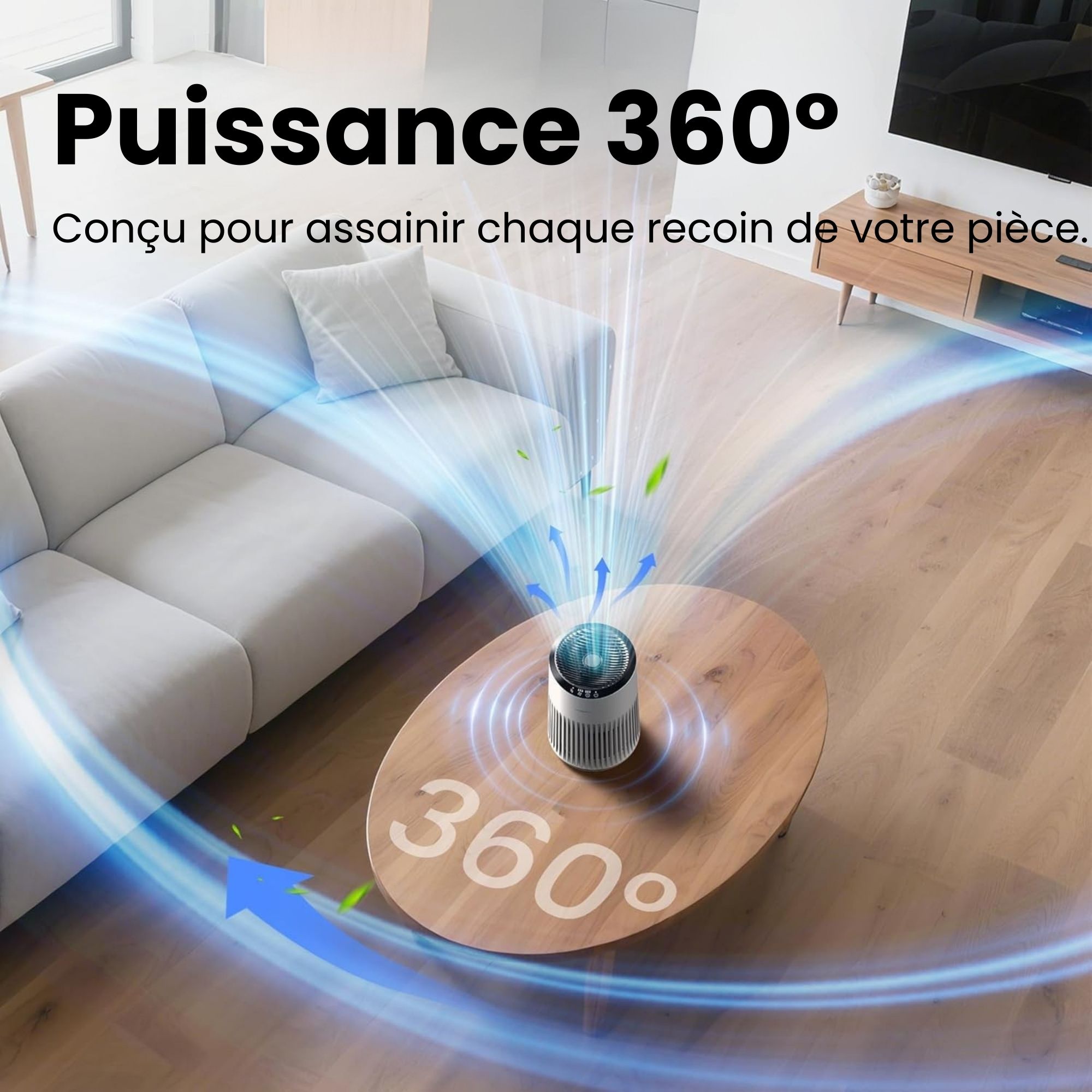 Schéma de purification à 360 degrés avec interface tactile intuitive pour une atmosphère zen